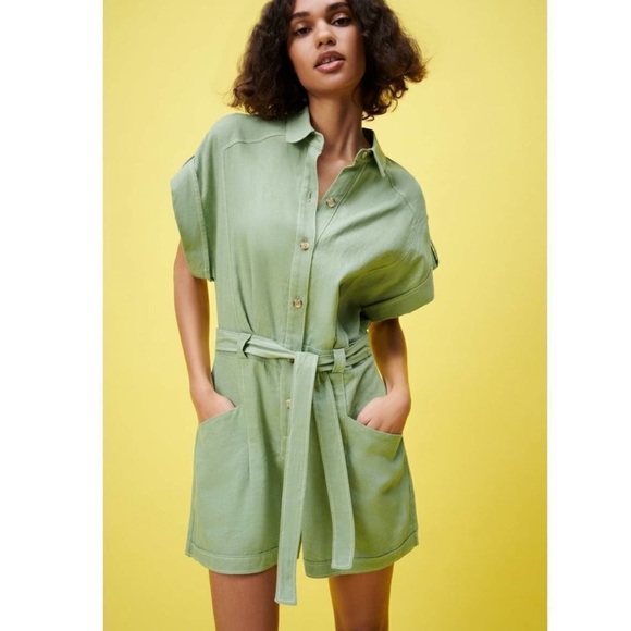 Zara Pants - Zara Green Belted Romper